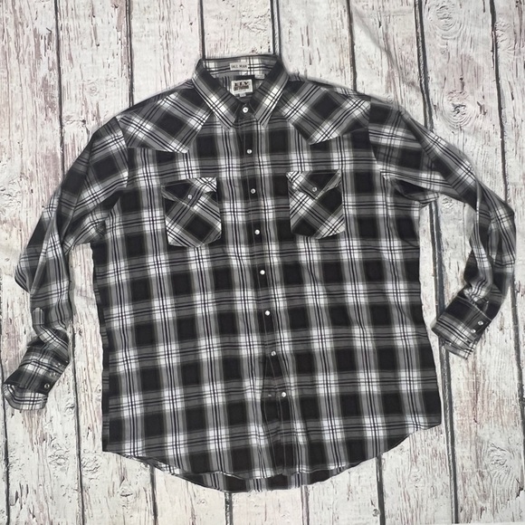 Ely Cattleman Western Pearl Snap Button Down Plaid Cowboy Rancher Shirt - Picture 1 of 5
